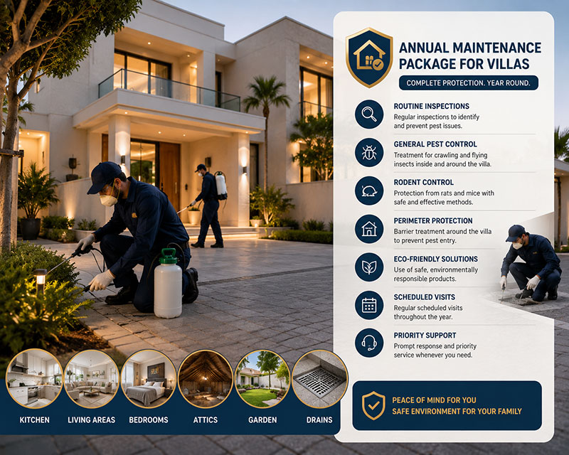 Scheduled annual pest control inspection carried out at a Sharjah property