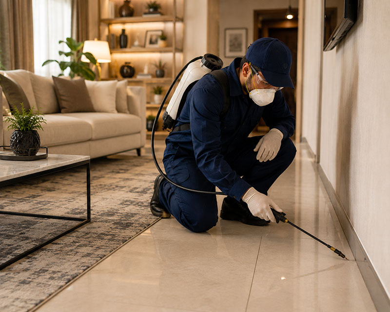 Ants control service treating an ant trail in Sharjah