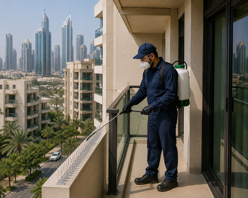 Humane bird proofing installed with stainless fixings in Sharjah