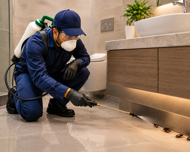 Cockroach control treatment in a Sharjah kitchen