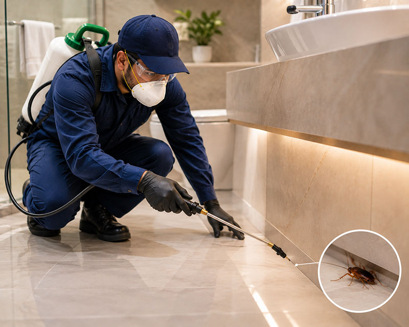 Professional cockroach treatment in a Sharjah commercial kitchen