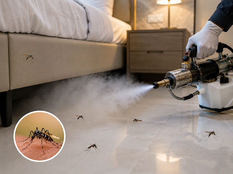 Mosquito control services treating breeding sites in Sharjah