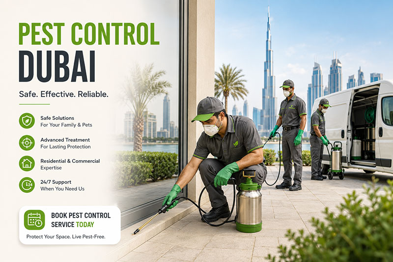Pest control company carrying out a treatment at a Dubai property