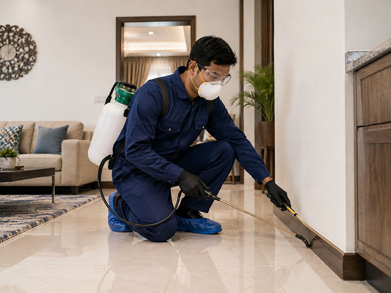 Residential pest control treatment in a Sharjah home