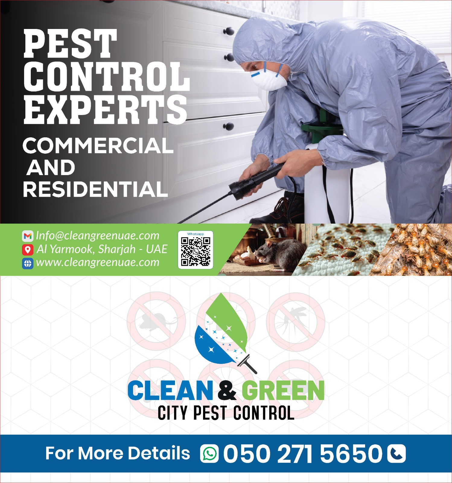 Clean & Green pest control experts in Sharjah — commercial and residential services